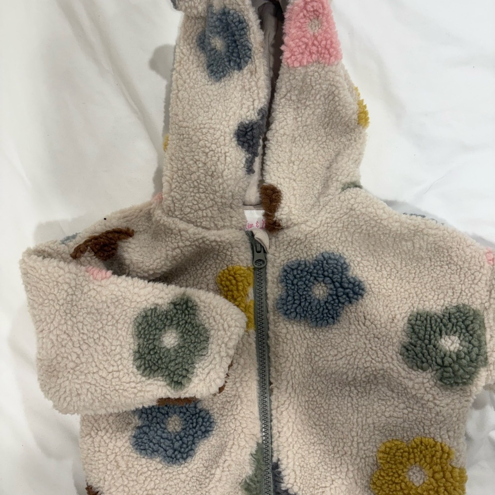 Floral Patterned Fleece Hoodie